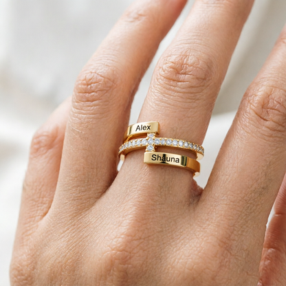 For Love- Personalized Double Name Ring