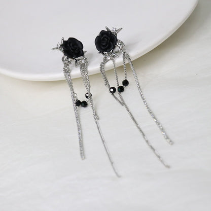 Gothic Rose Tassel Style Zircon Non Pierced Earrings
