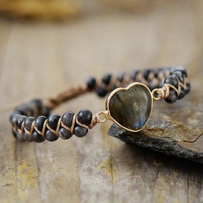 Handmade Natural Stone Heart Bracelet