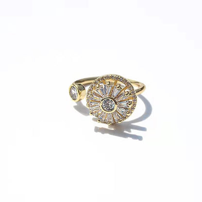 Gold Crystal Anxiety Relief  Spinning Ring