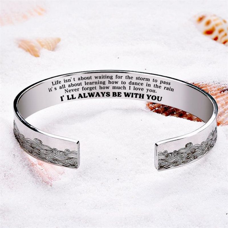 For Granddaughter - I'll Always Be There For You Wave Cuff Bracelet