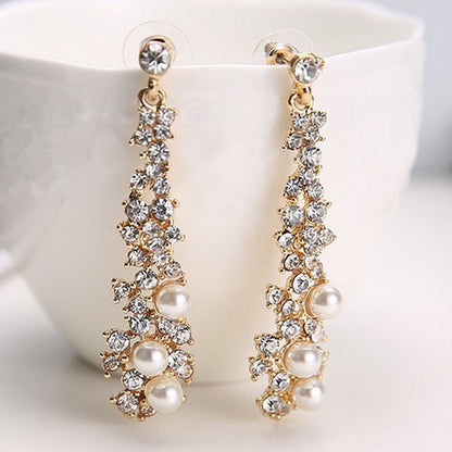 Pearl Moissanite Dangle Chandelier Drop Earrings