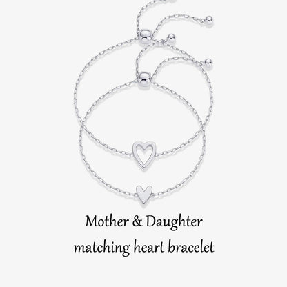 Mother & Daughter Matching Heart Beat Bracelet Set