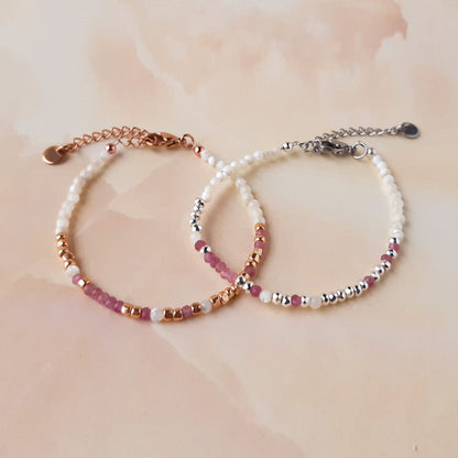 'F*ck Cancer' Pink Tourmaline Morse Code Breast Cancer Bracelet