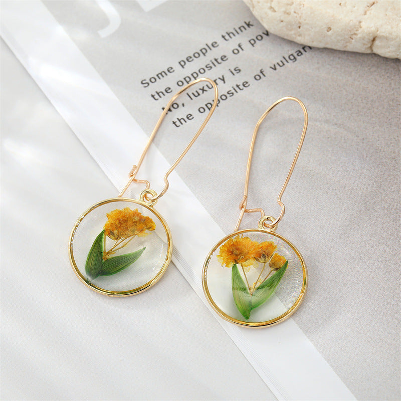 Boho Round Dried Flower Earrings