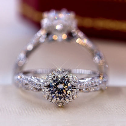 Snowflake Design Moissanite Ring