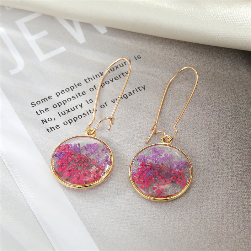Boho Round Dried Flower Earrings
