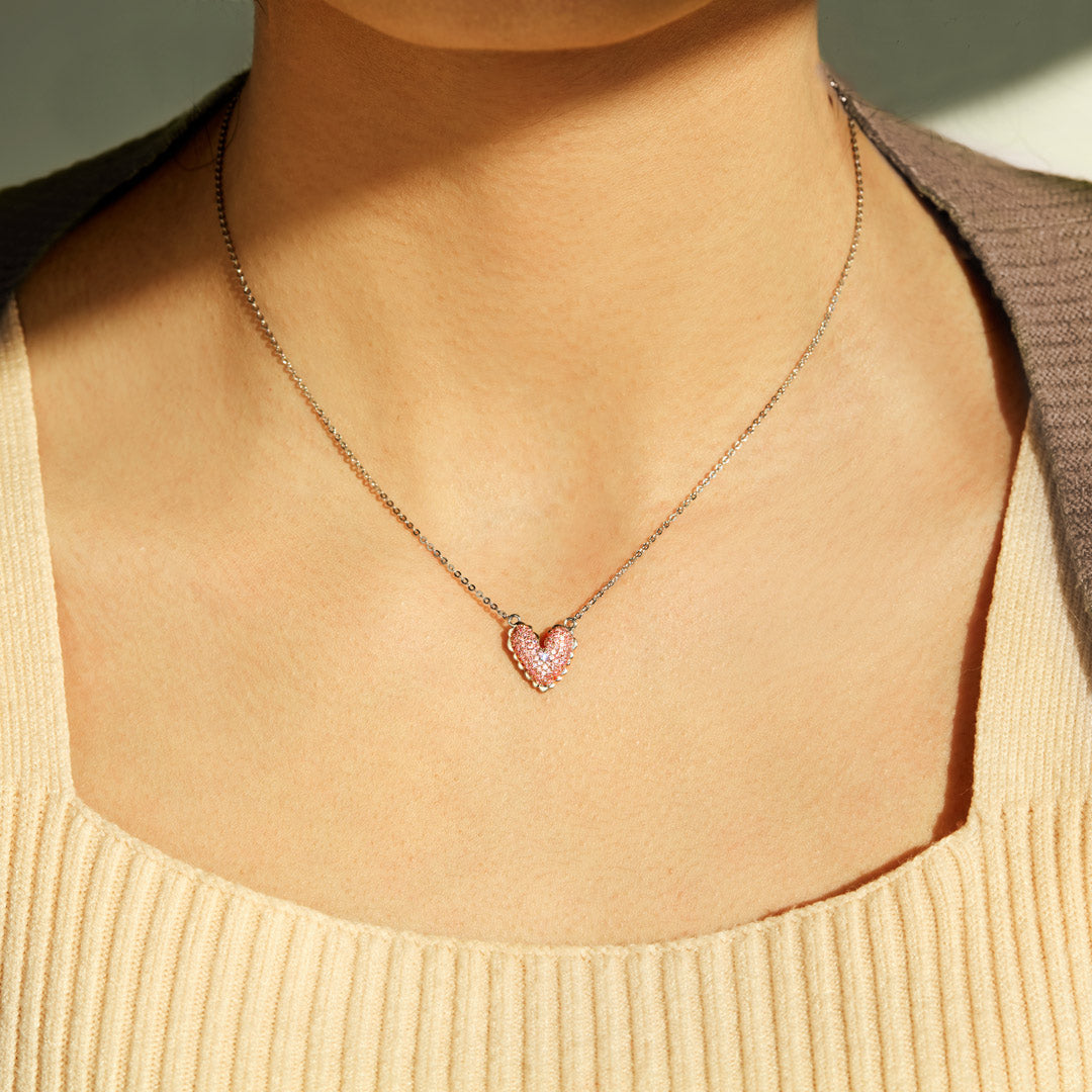 It Takes A Village Packed Pavé Heart Necklace