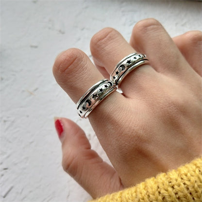 925 Sterling Silver Moon & Stars Spinning Anxiety Ring