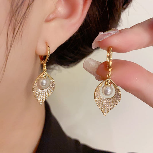 🌸Pearl Tassel Zircon Earrings
