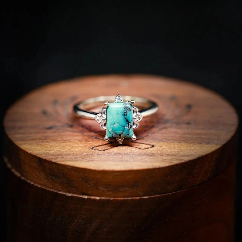 Natural Turquoise Faux Diamond Ring