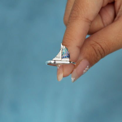 High Tide Or Low Tide Sailing Ship Ring