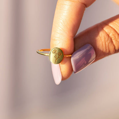 Mother & Daughter Engraved Flower Ring