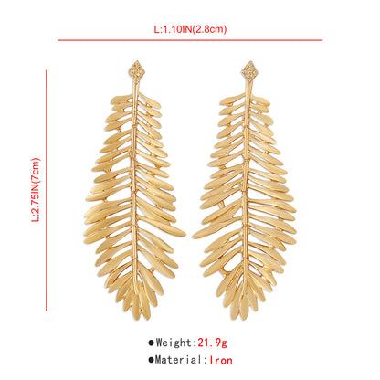 Palm Leaf Big Tassel Earrings