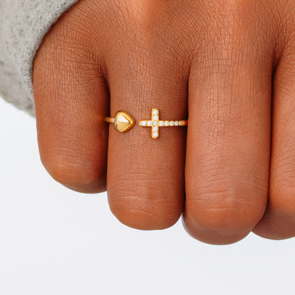 Pray Through It Cross & Heart Ring