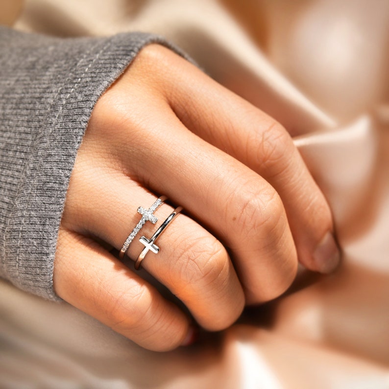 🎁Christmas Sale🎄To My Daughter "Pray Through It" Twin Band Cross Ring