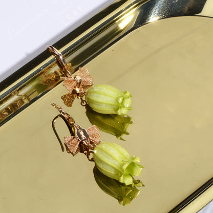 Green Lily of the Valley Flower Earrings
