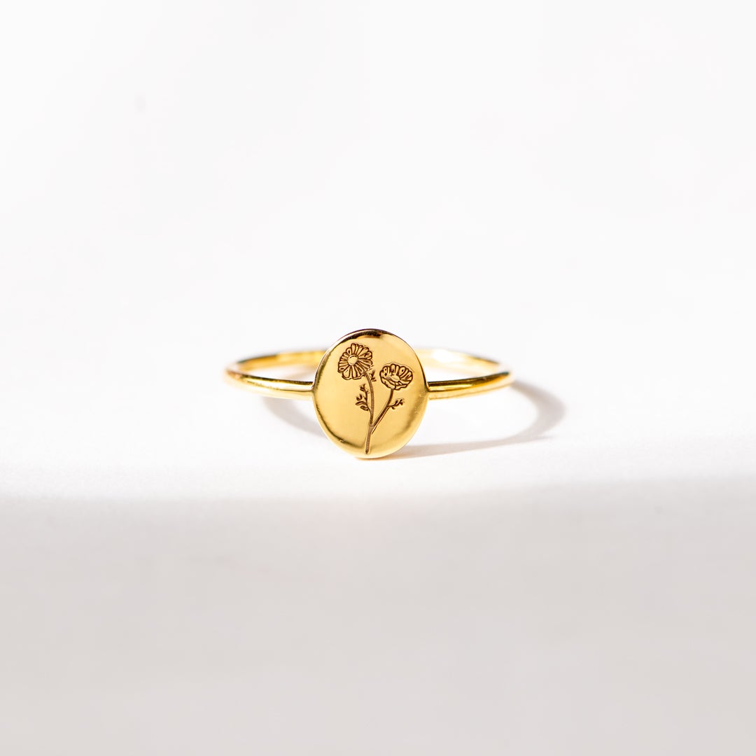 Mother & Daughter Engraved Flower Ring