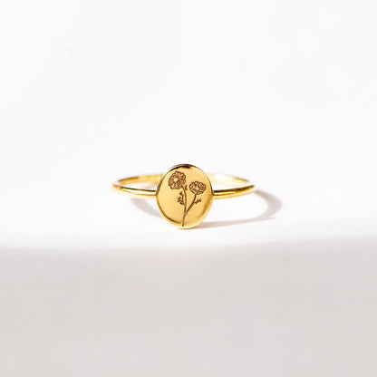 Mother & Daughter Engraved Flower Ring