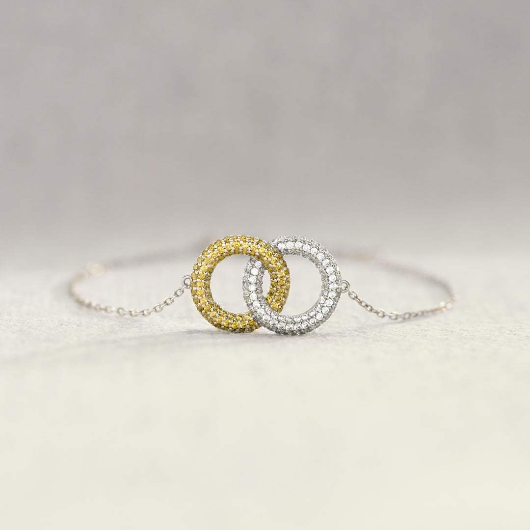 I'd Punch A Bitch For You Gold & Silver Linking Circles Bracelet