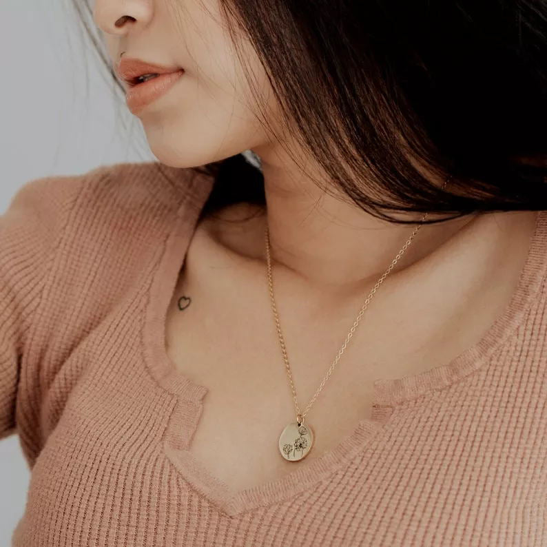 Wildflower Engraved Necklace