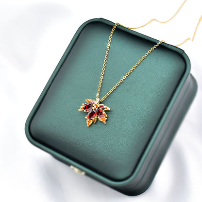 Shiny Crystal Maple Tassel Earrings