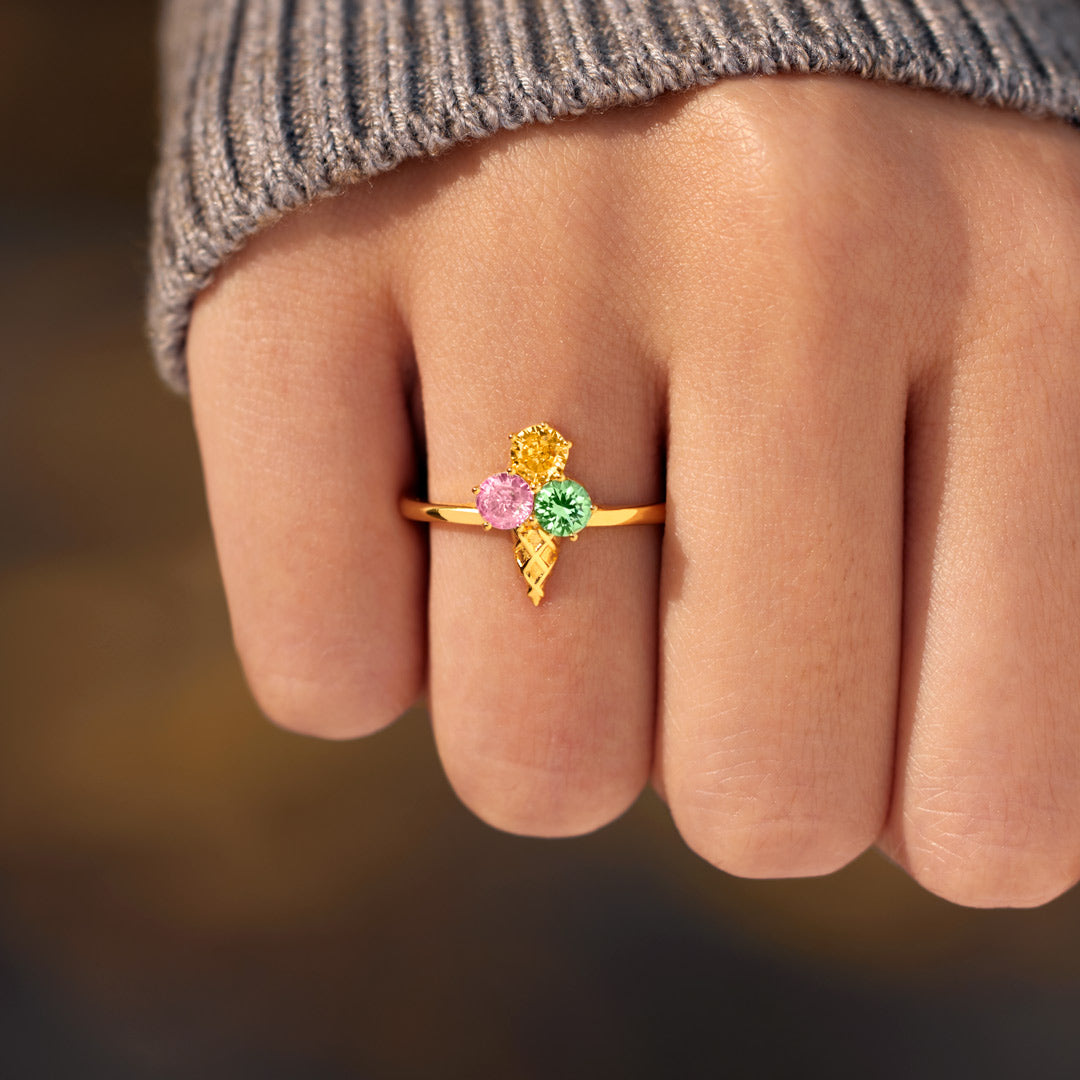 Mama's Love Never Melts Ice Cream Birthstones Ring