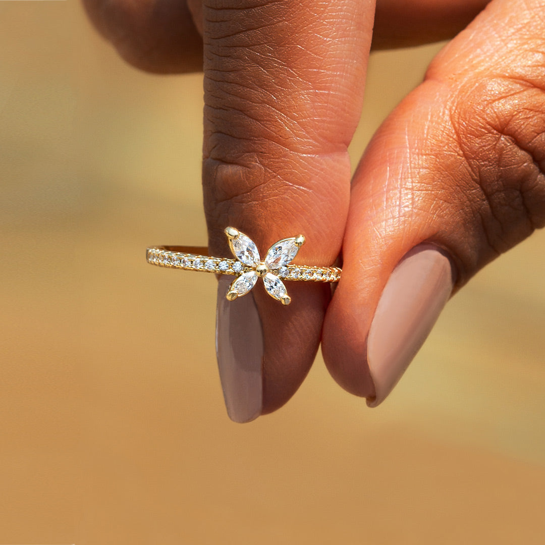 With Brave Wings She Flies Butterfly Ring