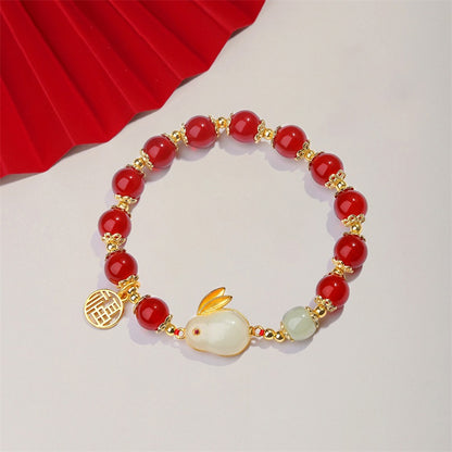 925 Sterling Silver Hetian Jade Lucky Rabbit Jewelry Set
