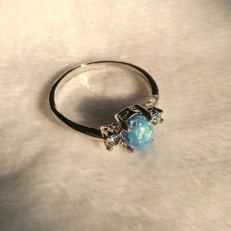 Oval Cut Fire Opal Ring