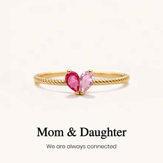 Custom Tiny Heart Birthstone Adjustable Ring