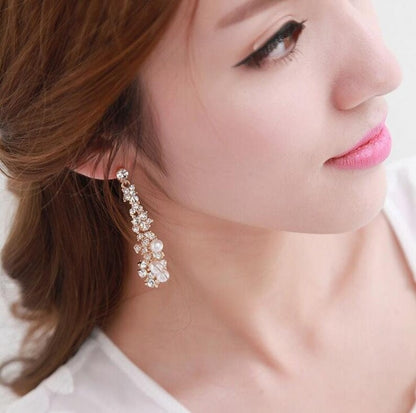 Pearl Moissanite Dangle Chandelier Drop Earrings