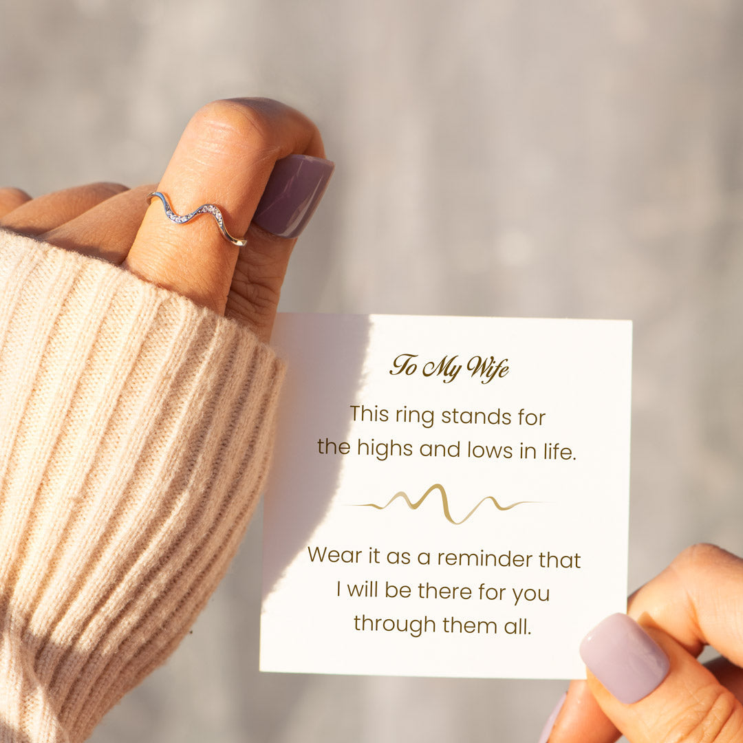 To My Wife Highs And Lows Minimalist Wave Ring