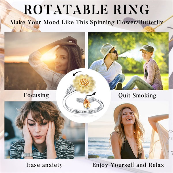 "YOU ARE MY SUNSHINE" Rotating Sunflower Ring