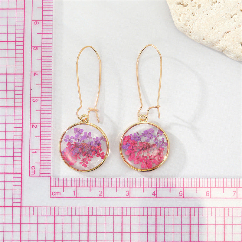 Boho Round Dried Flower Earrings