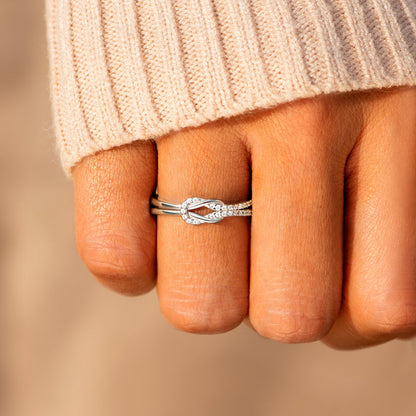 Grandmother & Granddaughter Square Knot Ring S925