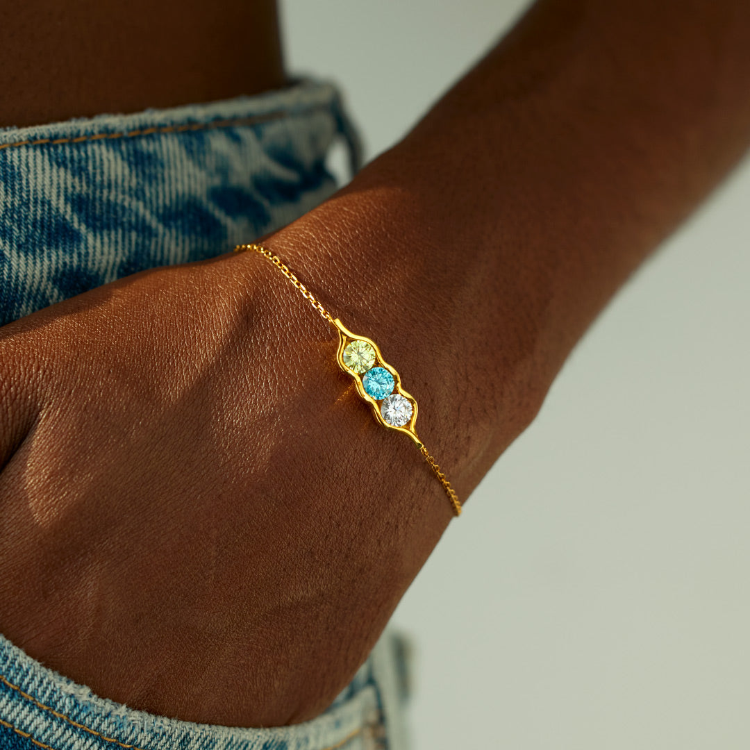 For Friend- We're Peas in a Pod 2-6 Birthstone Bracelet