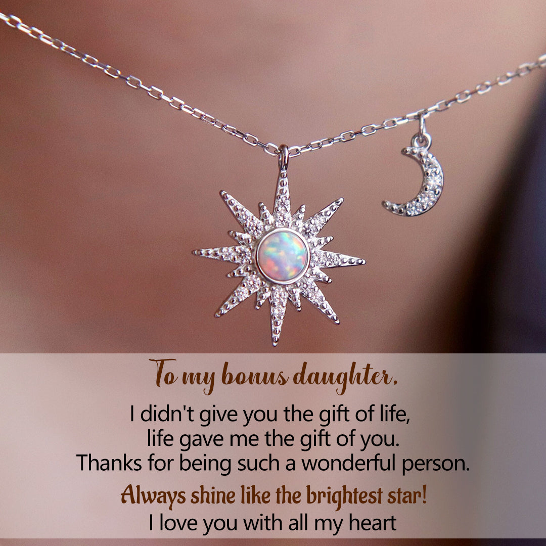 For Bonus Daughter - Hearts Are Linked Moon And Star Necklace