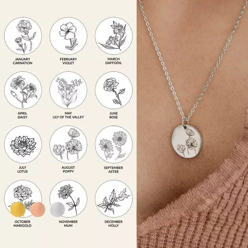 Wildflower Engraved Necklace