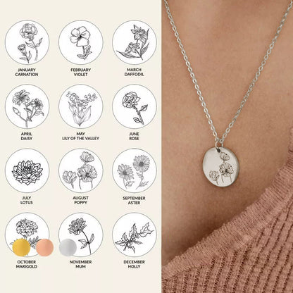 Wildflower Engraved Necklace