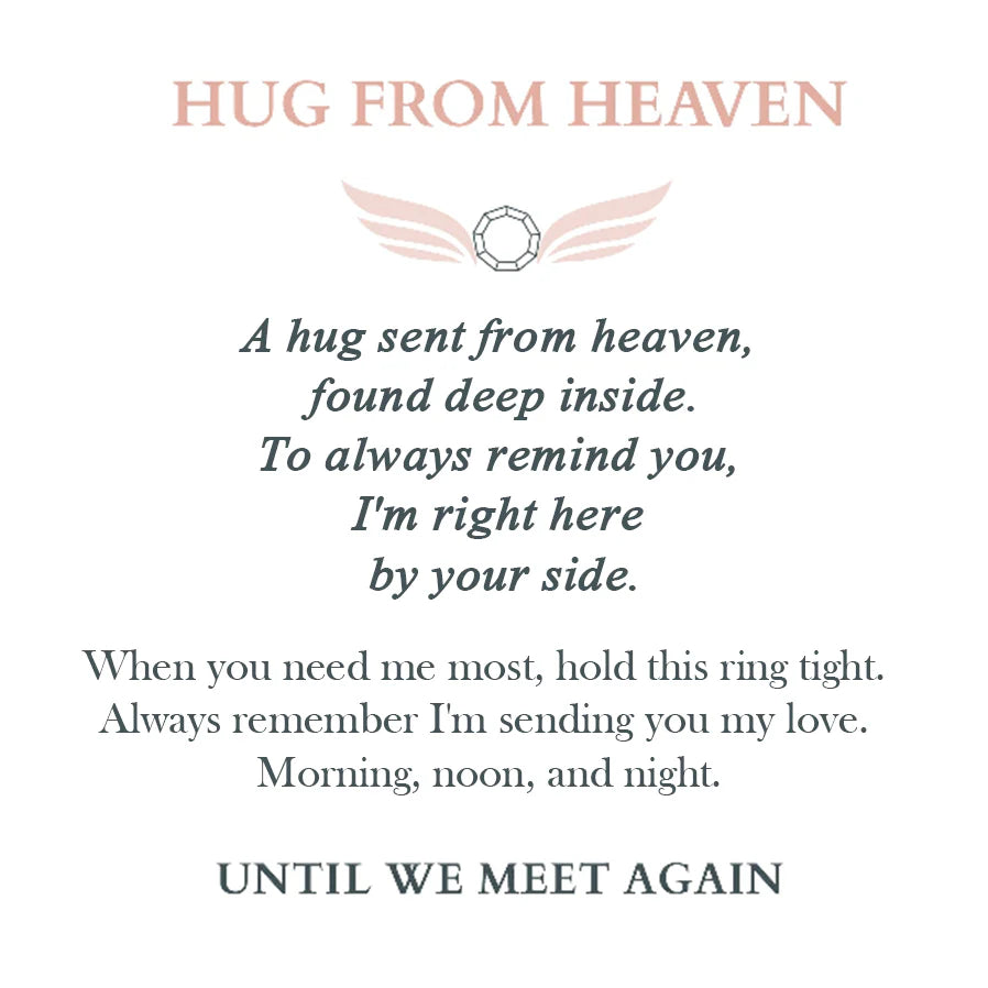 Personalized Hug From Heaven Memorial Angel Wings Ring
