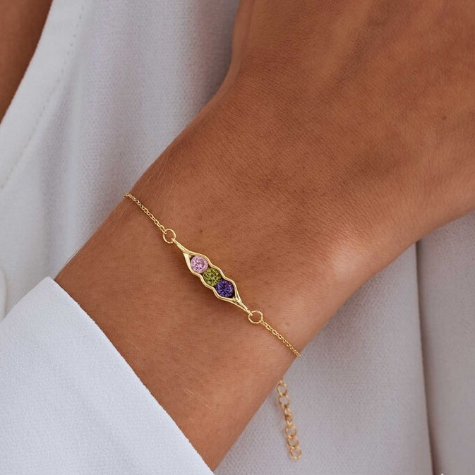 For Friend- We're Peas in a pod Birthstone Bracelet