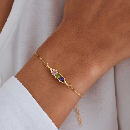 For Friend- We're Peas in a pod Birthstone Bracelet