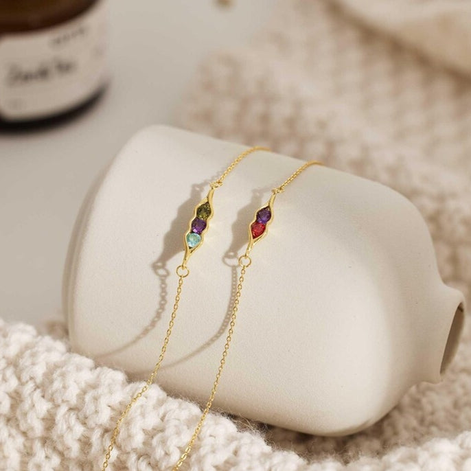 For Friend- We're Peas in a pod Birthstone Bracelet