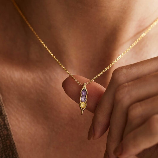 For Friend- We're Peas in a pod Birthstone Necklace