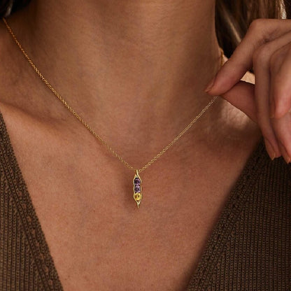 For Friend- We're Peas in a pod Birthstone Necklace