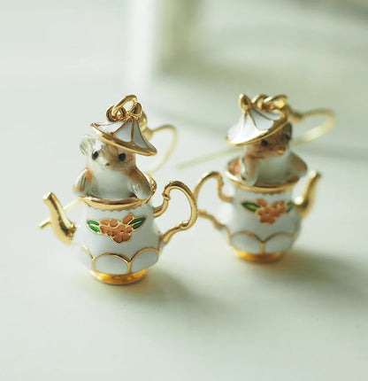 🔥Summer Hot Sale🌊	Mouse In My Teapot Earrings Set