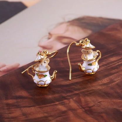 🔥Summer Hot Sale🌊	Mouse In My Teapot Earrings Set