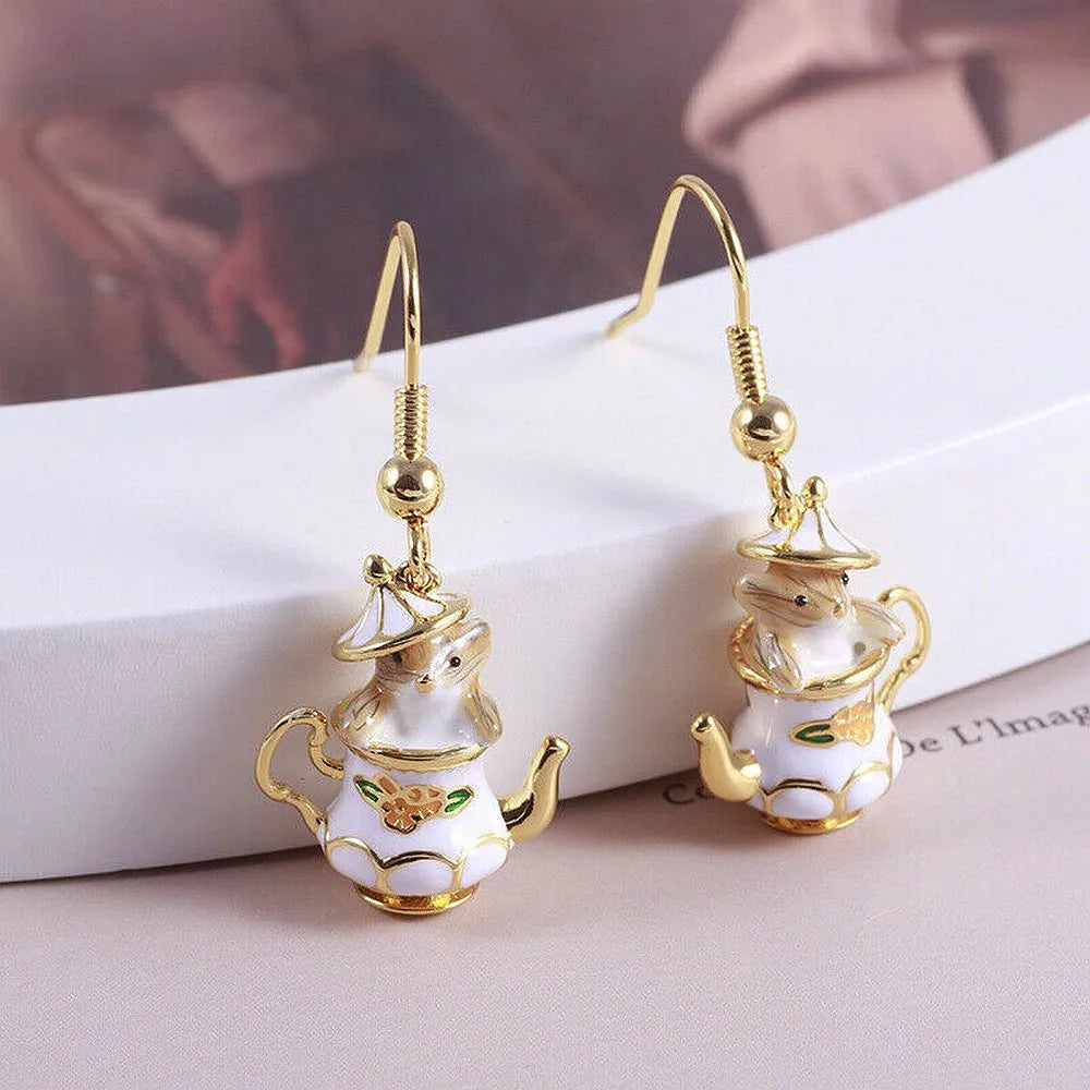 🔥Summer Hot Sale🌊	Mouse In My Teapot Earrings Set