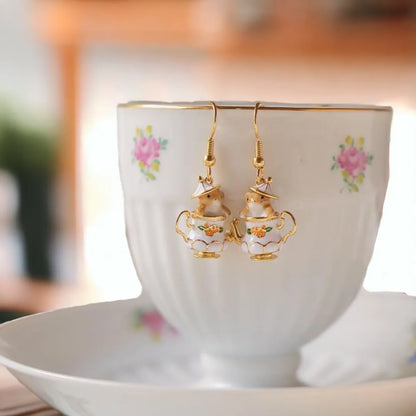 🔥Summer Hot Sale🌊	Mouse In My Teapot Earrings Set
